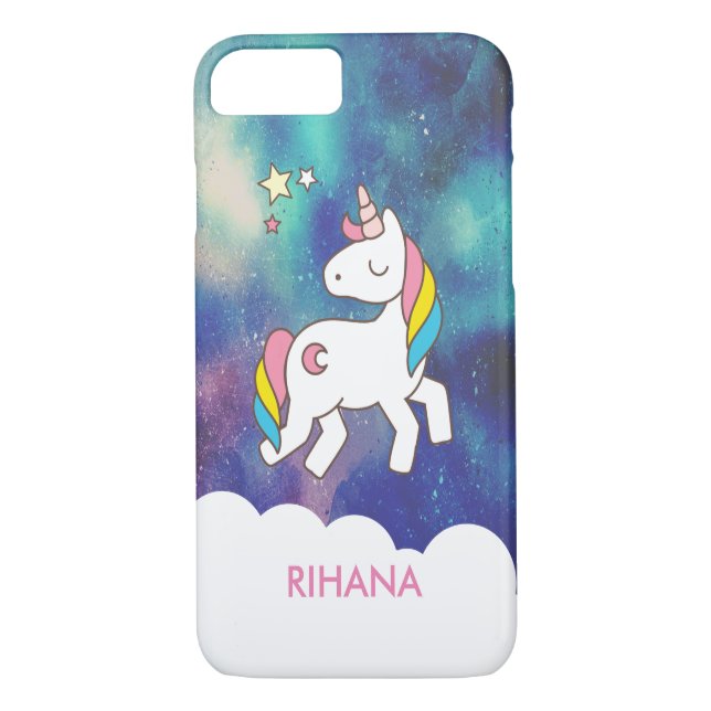 Fügen Sie Ihren Namen Niedlich magisches Einhorn P Case-Mate iPhone Hülle (Rückseite)