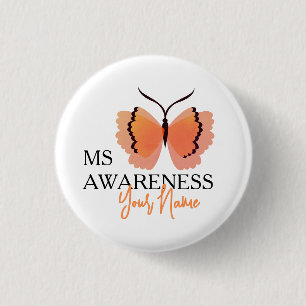 Fügen Sie Ihren Namen Orange Schmetterling Ms Awar Button
