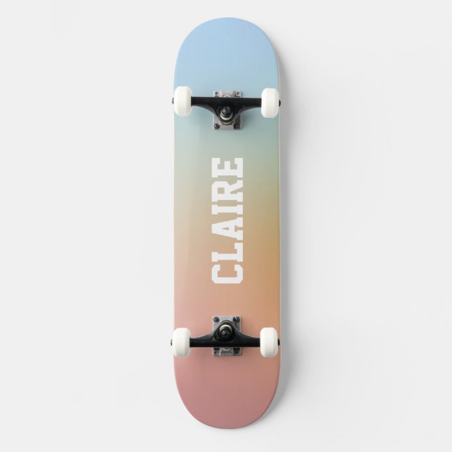 Fügen Sie Ihren Namen Rainbow Ästhetisch Cool Skateboard (Vorderseite)