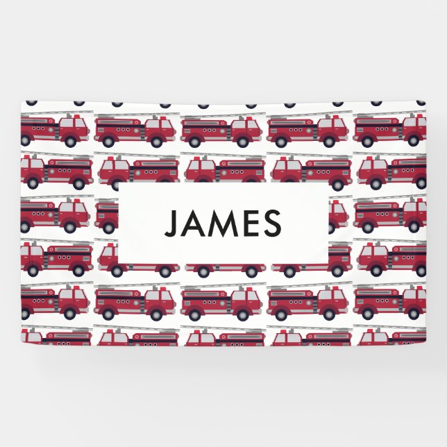 Fügen Sie Ihren Namen Red Fire LKW Personalisiert  Banner (Horizontal)