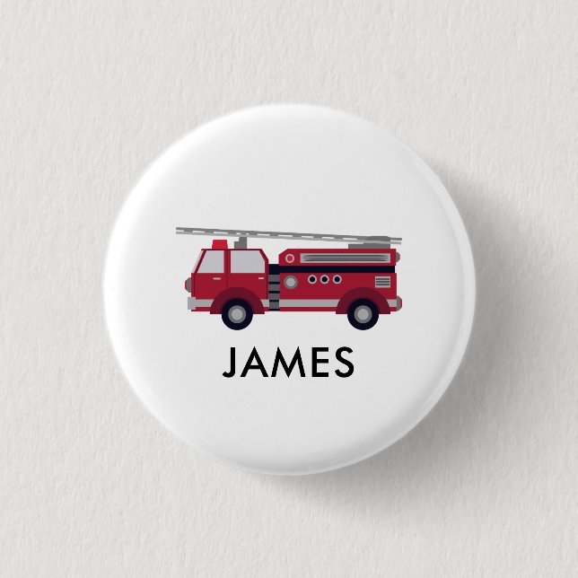 Fügen Sie Ihren Namen Red Fire LKW Personalisiert  Button (Vorderseite)