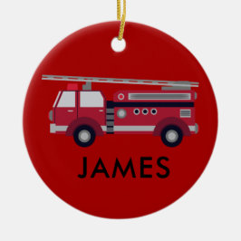 Fügen Sie Ihren Namen Red Fire LKW Personalisiert Keramik Ornament