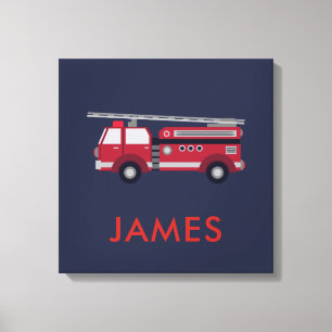 Fügen Sie Ihren Namen Red Fire LKW Personalisiert  Leinwanddruck