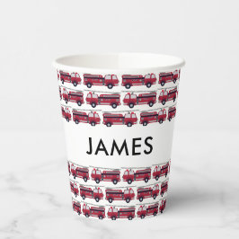 Fügen Sie Ihren Namen Red Fire LKW Personalisiert  Pappbecher