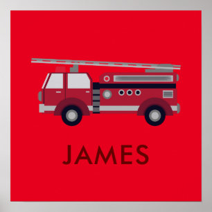 Fügen Sie Ihren Namen Red Fire LKW Personalisiert  Poster