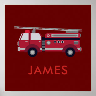 Fügen Sie Ihren Namen Red Fire LKW Personalisiert  Poster
