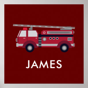 Fügen Sie Ihren Namen Red Fire LKW Personalisiert  Poster