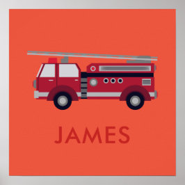 Fügen Sie Ihren Namen Red Fire LKW Personalisiert  Poster