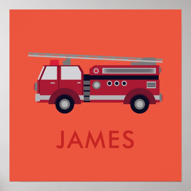 Fügen Sie Ihren Namen Red Fire LKW Personalisiert  Poster (Vorne)