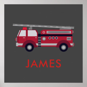 Fügen Sie Ihren Namen Red Fire LKW Personalisiert Poster