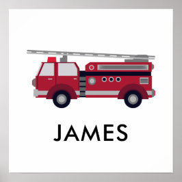 Fügen Sie Ihren Namen Red Fire LKW Personalisiert  Poster
