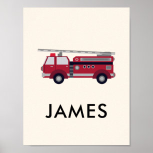 Fügen Sie Ihren Namen Red Fire LKW Personalisiert  Poster
