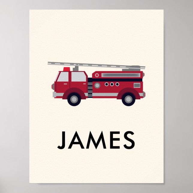 Fügen Sie Ihren Namen Red Fire LKW Personalisiert  Poster (Vorne)