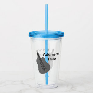 Fügen Sie Ihren Namen Text braun akustische Gitarr Acryltrinkbecher