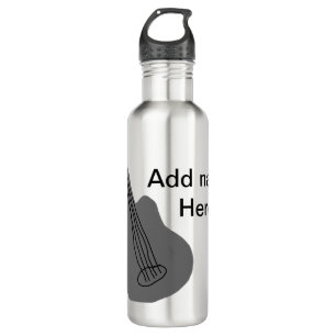 Fügen Sie Ihren Namen Text braun akustische Gitarr Edelstahlflasche