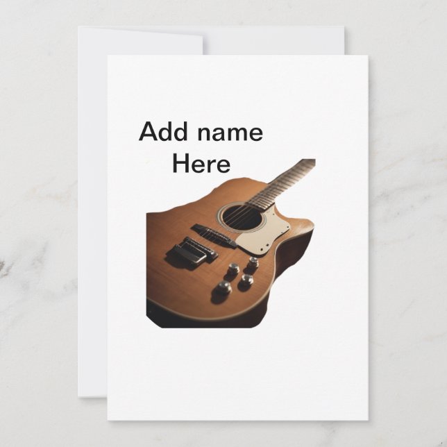 Fügen Sie Ihren Namen Text braun akustische Gitarr Einladung (Vorderseite)