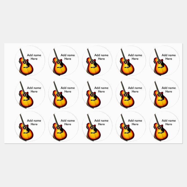 Fügen Sie Ihren Namen Text braun akustische Gitarr Etiketten (Blatt)