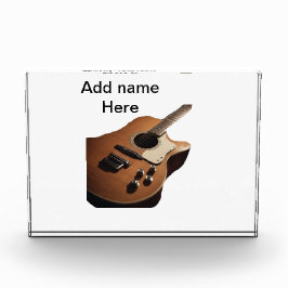 Fügen Sie Ihren Namen Text braun akustische Gitarr Fotoblock