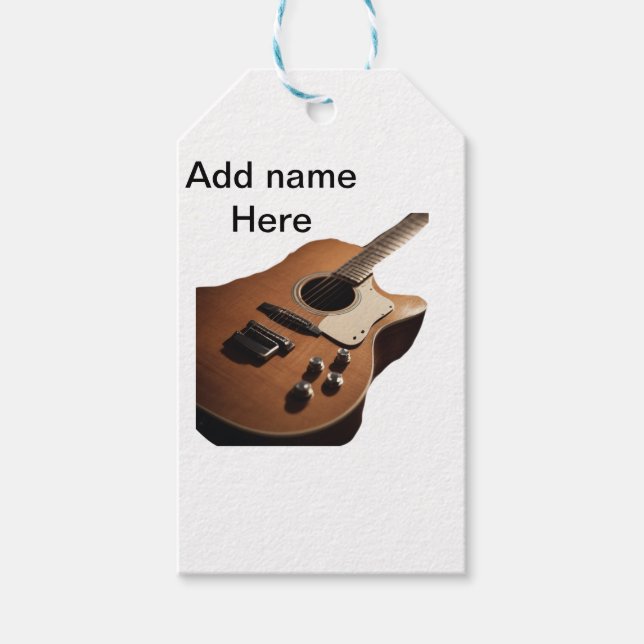 Fügen Sie Ihren Namen Text braun akustische Gitarr Geschenkanhänger (Vorderseite)