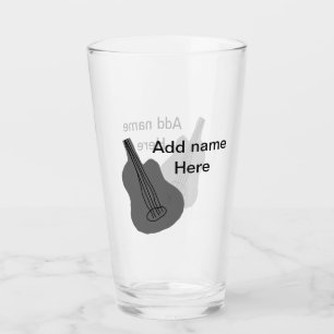 Fügen Sie Ihren Namen Text braun akustische Gitarr Glas