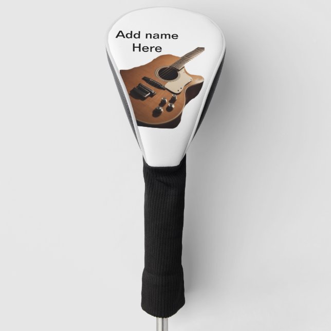 Fügen Sie Ihren Namen Text braun akustische Gitarr Golf Headcover (Vorderseite)
