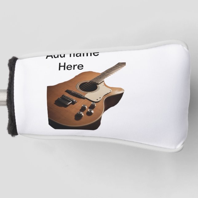 Fügen Sie Ihren Namen Text braun akustische Gitarr Golf Headcover (Vorderseite)