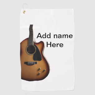 Fügen Sie Ihren Namen Text braun akustische Gitarr Golfhandtuch