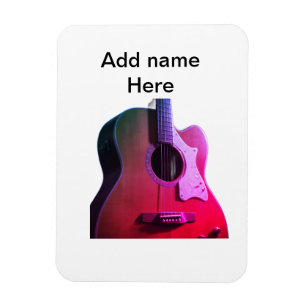 Fügen Sie Ihren Namen Text braun akustische Gitarr Magnet