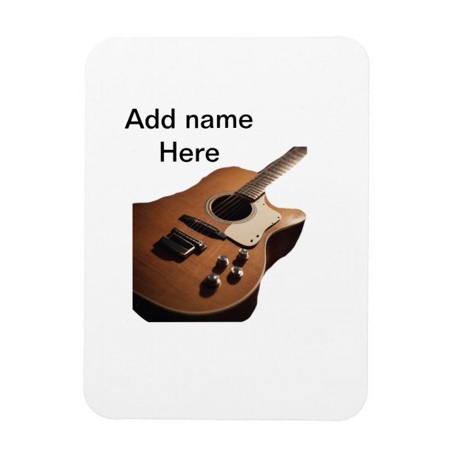 Fügen Sie Ihren Namen Text braun akustische Gitarr Magnet (Vertikal)