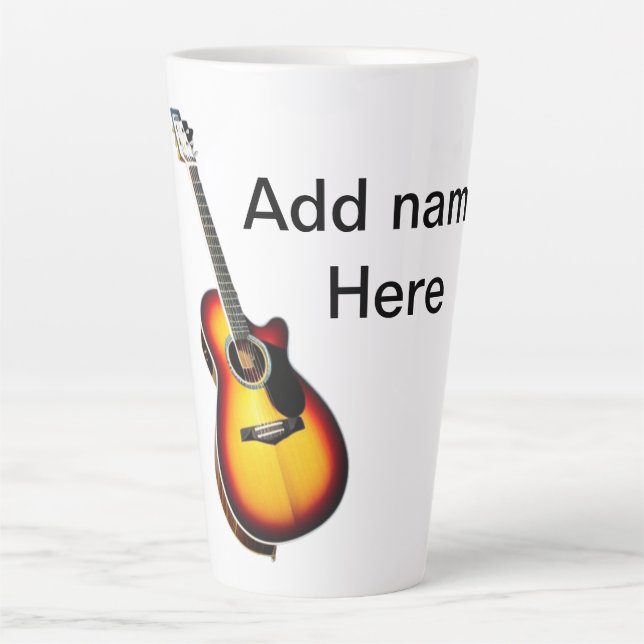 Fügen Sie Ihren Namen Text braun akustische Gitarr Milchtasse (Vorderseite)
