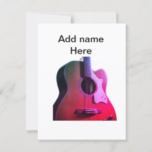 Fügen Sie Ihren Namen Text braun akustische Gitarr Postkarte