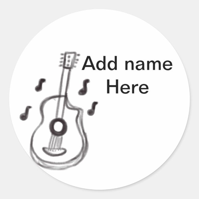 Fügen Sie Ihren Namen Text braun akustische Gitarr Runder Aufkleber (Vorderseite)