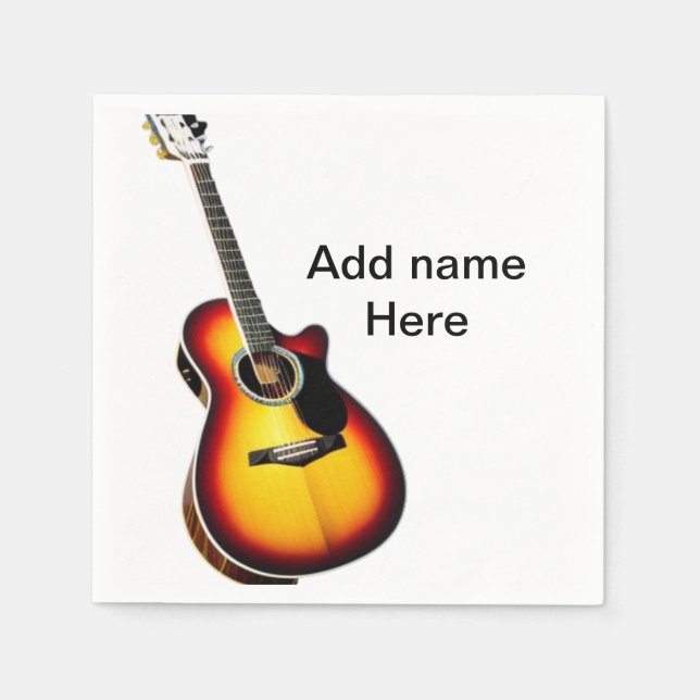 Fügen Sie Ihren Namen Text braun akustische Gitarr Serviette (Vorderseite)