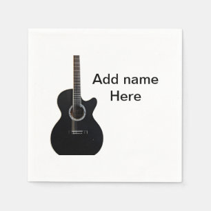 Fügen Sie Ihren Namen Text braun akustische Gitarr Serviette