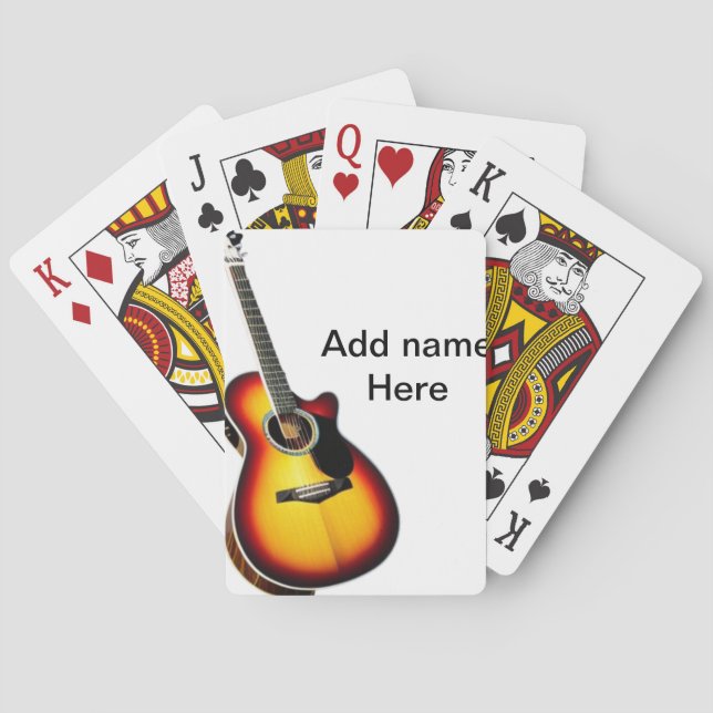 Fügen Sie Ihren Namen Text braun akustische Gitarr Spielkarten (Rückseite)