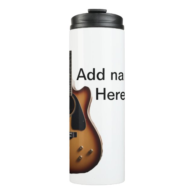 Fügen Sie Ihren Namen Text braun akustische Gitarr Thermosbecher (Vorderseite)