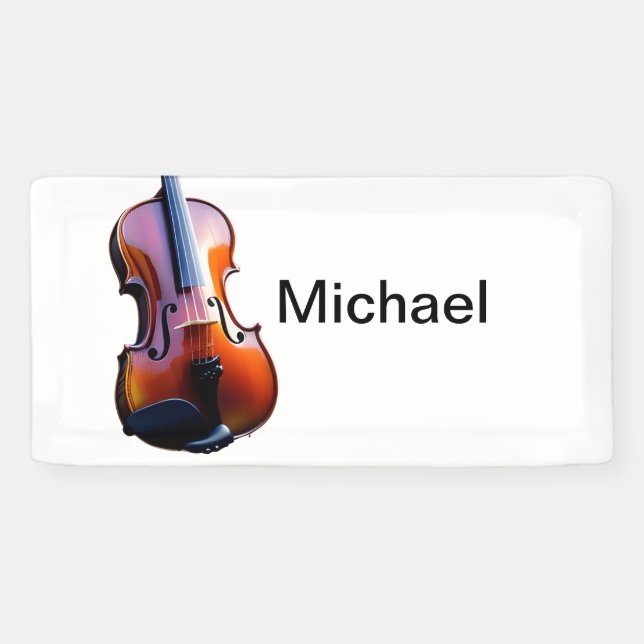Fügen Sie Ihren Namen Text braun Violine Musik Lie Banner (Horizontal)