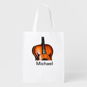 Fügen Sie Ihren Namen Text braun Violine Musik Lie Wiederverwendbare Einkaufstasche