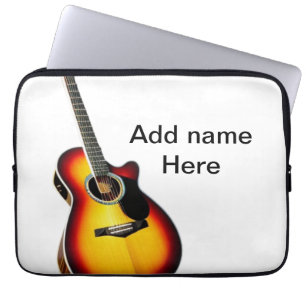 Fügen Sie Ihren Namen Text braune Akustikgitarre e Laptopschutzhülle