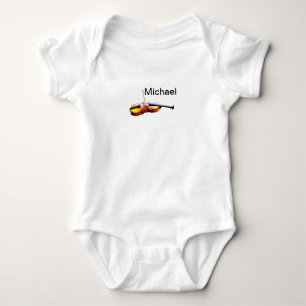 Fügen Sie Ihren Namen Text braune Violine Musiklie Baby Strampler