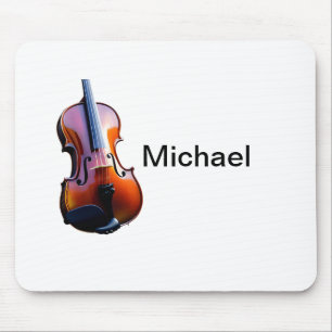 Fügen Sie Ihren Namen Text braune Violine Musiklie Mousepad