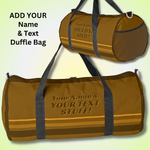 Fügen Sie Ihren Namen und Ihr Textfach braun gestr Duffle Bag
