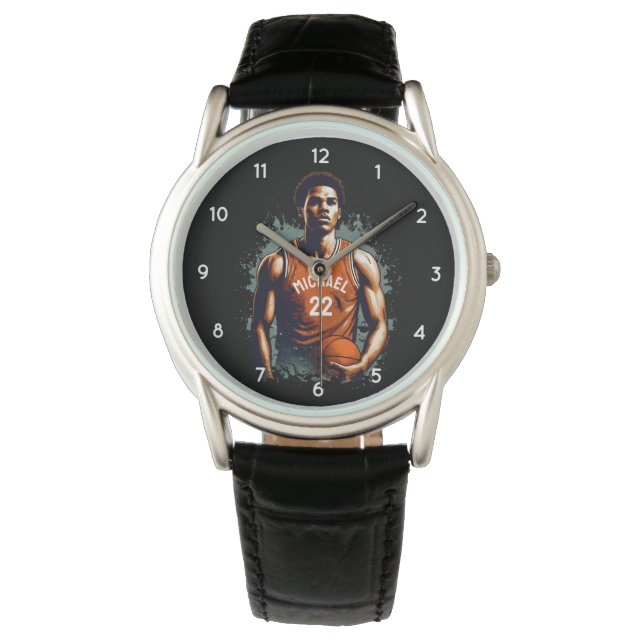 Fügen Sie Ihren Namen und Ihre Nummer Basketball-S Armbanduhr (Vorderseite)