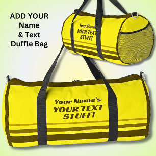 Fügen Sie Ihren Namen und Text Betreff Gelb braun Duffle Bag