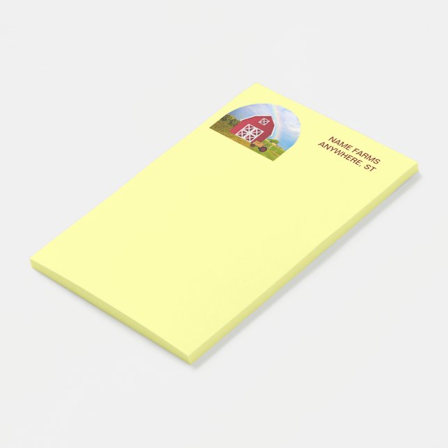 Fügen Sie Ihren Namen zu Red Barn mit Blue Sky hin Post-it Klebezettel (angewinkelt)
