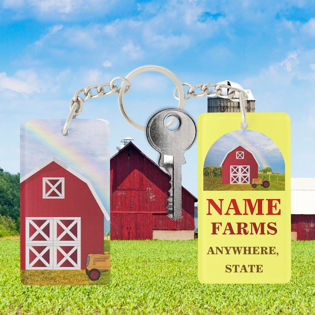 Fügen Sie Ihren Namen zu Red Barn mit Blue Sky hin Schlüsselanhänger (Add Your Name to Red Barn with Blue Sky Keychain)