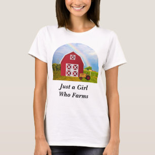 Fügen Sie Ihren Namen zu roter Scheune mit blauem  T-Shirt