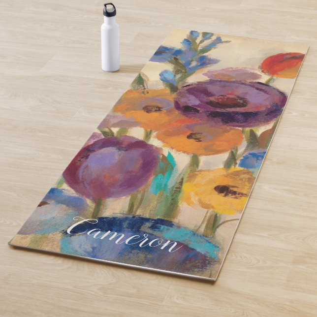 Fügen Sie Ihren Namens| Blumenstrauß der bunten Yogamatte (Beispiel)