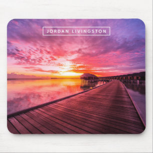 Fügen Sie Ihren Namens Sonnenuntergang auf Wasser Mousepad