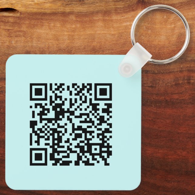 Fügen Sie Ihren QR-Code Werbung Business Cool Aqua Schlüsselanhänger (Rückseite)